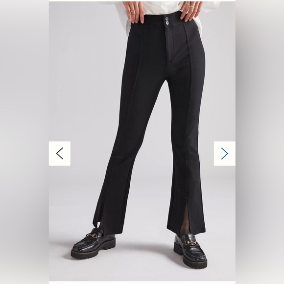 Anthropologie Maeve black slit-front hem Ponte knit flared pant women’s size 4 - Picture 2 of 15
